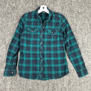 Eddie Bauer Shirt Womens‎ Extra Small Green Plaid Flannel Outdoor Chore Workwear